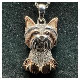 Sterling Silver Yorkshire Terrier Dog Pendant Neck