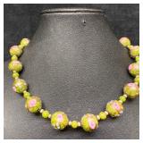 Murano Venetian Art Glass Lamp Work Green Round Be