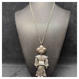 Articulated Jointed Moveable Silver Tone Asian Ori