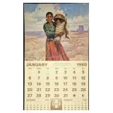 Santa Fe 1980 Navajo Woman And Child Wall Calendar