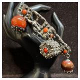 Carnelian Coral Quartz and Spiny Oyster Stone Fob