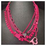 Melania Clara Hot Pink Chain Assorted Necklace Bra