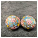 Murano Venetian Art Glass Lamp Work Blue Floral Fi