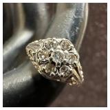 Diamond Floral Cluster Setting 14K White Gold Ring