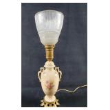 Vintage Urn Table 1930s Porcelain Floral Lamp