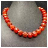 Sterling Carnelian Bead Toggle Clasp Necklace
