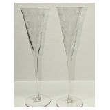 2 Fluted Champagne Heart & Lovebirds Glasses