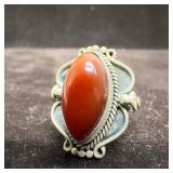 Sterling Silver Orange Reddish Carnelian Oval Gems