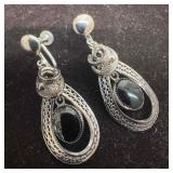 Am Lee Sterling Silver Jewelry Black Onyx Earrings