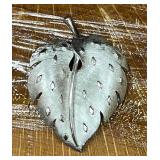 Vintage Signed Crown Trifari Silver Tone Leaf Broo