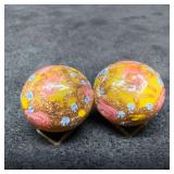 Murano Venetian Art Glass Lamp Work Yellow Round F