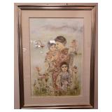 Edna Hibel Family of the Mountain Lake Signed Lith