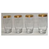 4 Gold Rimmed Drinking Glasses With Renaissance Pa