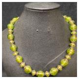 Venetian Murano Art Glass Lamp Work Green Bead Cop