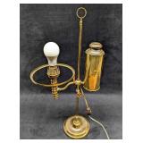 Vintage Brass Tone Converted Kerosene Lamp