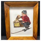 3-D Relief Wall Art Boy and Dog For Sale Scene Sha