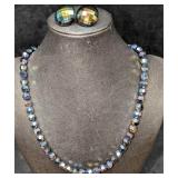 Vintage Crystal Glass Faceted Beaded Necklace And