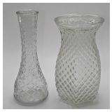 2 Vintage Pressed Glass Vases