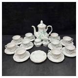 Green Ming Mitterteich Bavaria Germany Tea Set Pot