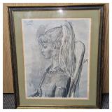 Framed Pablo PIcasso Portrait of Sylvette Lithogra