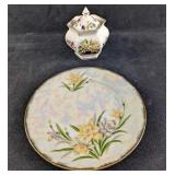 Victoria China Sugar Bowl & March Daffodil Plate