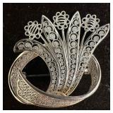 Sorrento Sterling Filigree Intricate Floral Ribbon