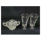 Vintage Glass Nucut Cup And Flute Glasses