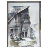 Framed Textured Barn Print On Canvas