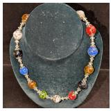 Vintage Italian Murano Colorful Art Glass Bead Nec