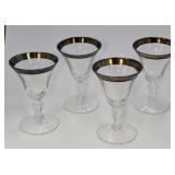 4 Vintage Silver Rimmed Cordial Glasses Dorothy Th