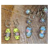 Murano Venetian Art Glass Lamp Work Oval Earrings