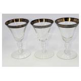 3 Vintage Silver Rimmed Cordial Glasses Dorothy Th