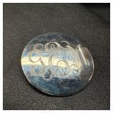 Sterling Silver Round Brooch/Pendant Monogrammed "