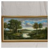 W. Hampton Landscape Oil on Canvas Large 24" x 48"