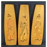 3 Gabriella Italian Wooden Inlaid Clown Plaques