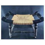 Vintage Asian Small Rush Bottom Bench