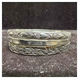 Etched Heart Shaped and Geometric Design Sterling