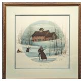 P. Buckley Moss 1991 S&N Print Framed Amish Winter