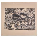 Kim Mosley (20th Century) Signed Woodblock Print