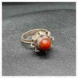 Vintage Sterling Carnelian Cabochon Ring