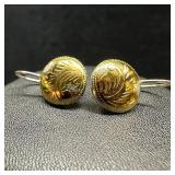 Sterling Silver 2-Tone Leaf Design Earrings