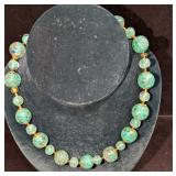 Vintage Italian Murano Art Glass Bead Green Cloud