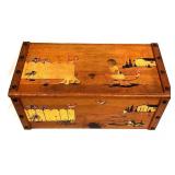 Vintage Painted Toy Chest - Pine Wood