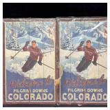 Vintage Style Wooden Ski Signs Welcome to Pilgrim