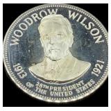 Woodrow Wilson Sterling Silver Presidential Coin