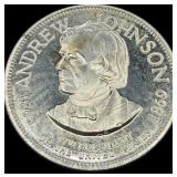 Andrew Johnson Sterling Silver Presidential Coin