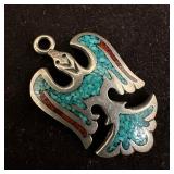 Thunderbird Native Navajo Style Bird Silver Pendan