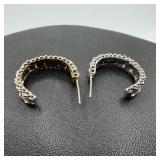 14k White Gold Wheat Link Half Hoop Earrings