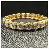 14k Gold CZ Bar-Set Band