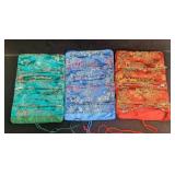 3 Vintage Blue Red Green Asian Style Travel Jewelr